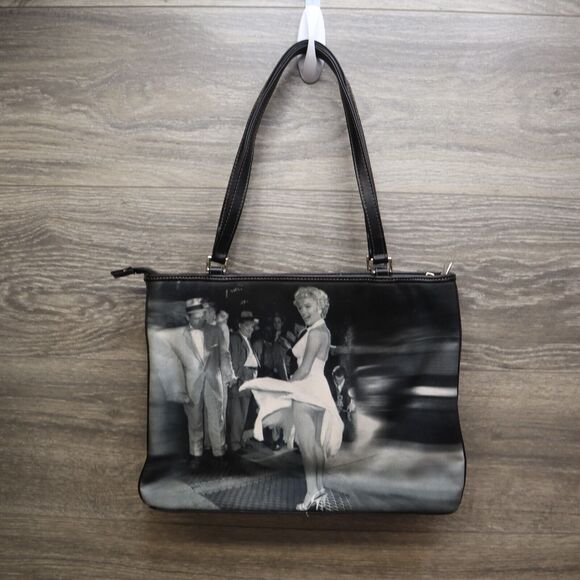 Marilyn Monroe Shoulder Purse Women Black Rhinestone Embellished Zip Closure - Picture 2 of 11